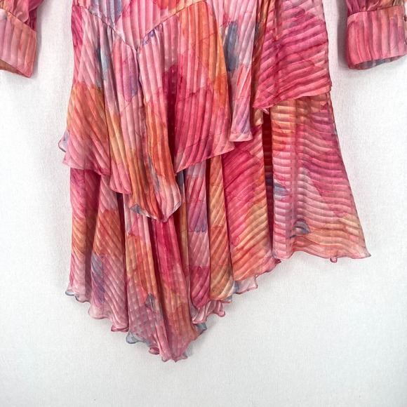 LOVESHACKFANCY Meridian Dress Womens 4 Pink Watercolor Print Long Sleeve NWT - Picture 6 of 16